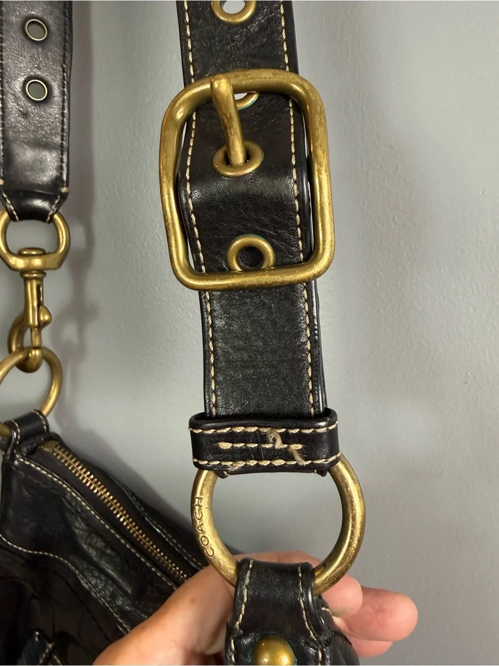 Coach 10402 Signature Jacquard Canvas Leather Black Crossbody Shoulder